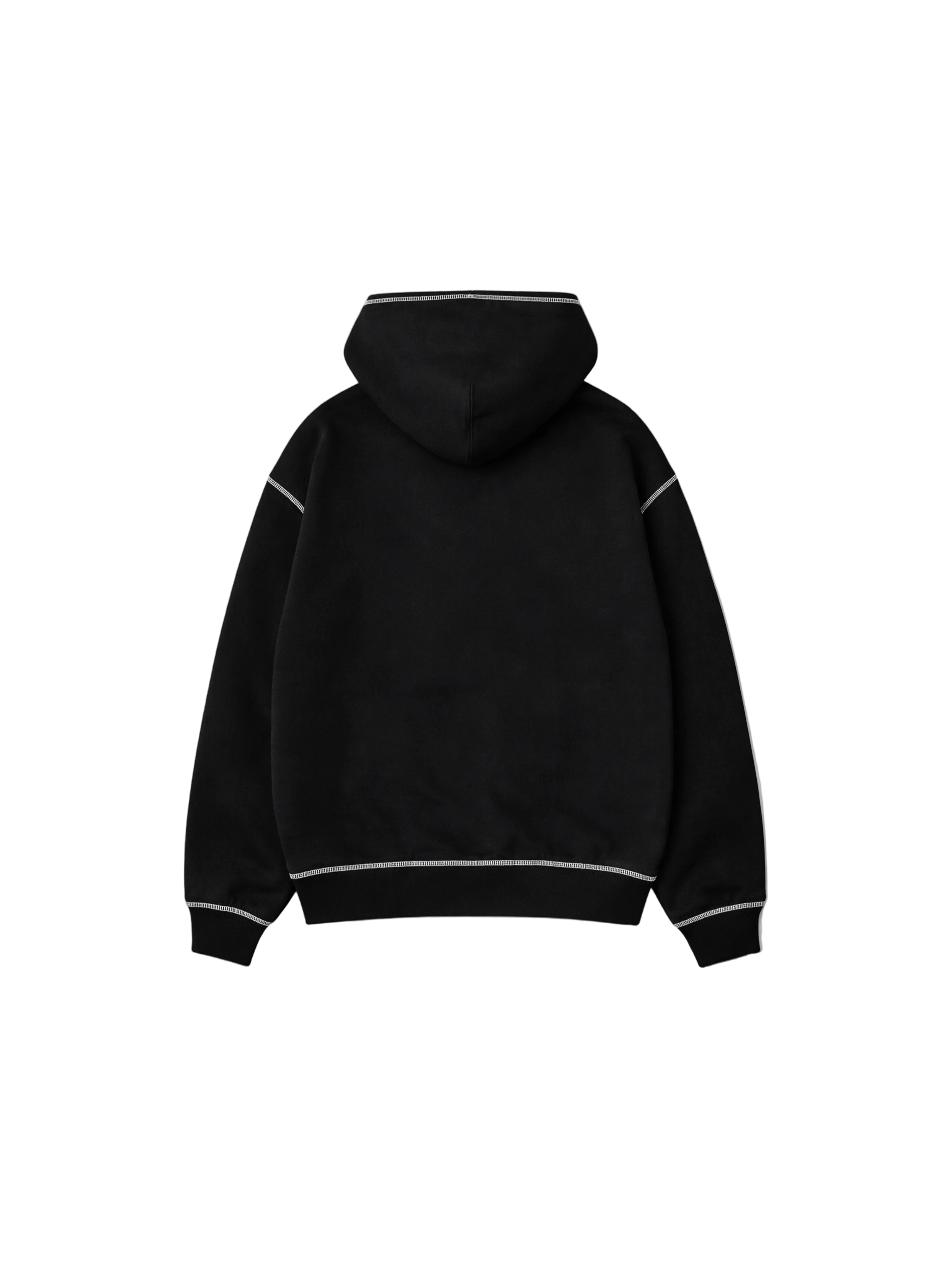 Back view of kortsiide Superstar Stitched Triple Black Hoodies